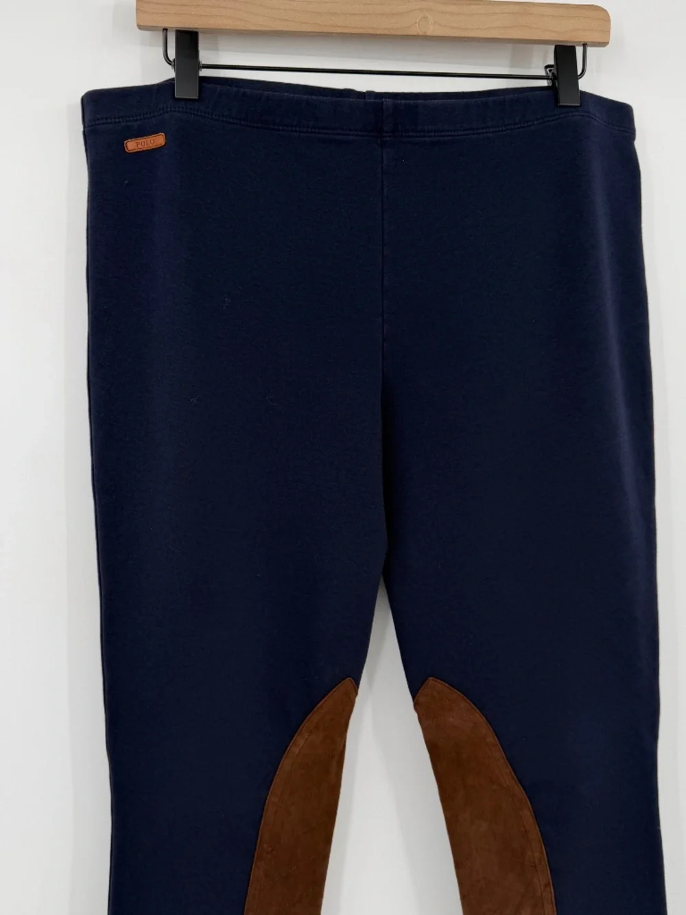 Polo Ralph Lauren Leggings Women XL Blue Equestrian Riding Suede Knee Pull On